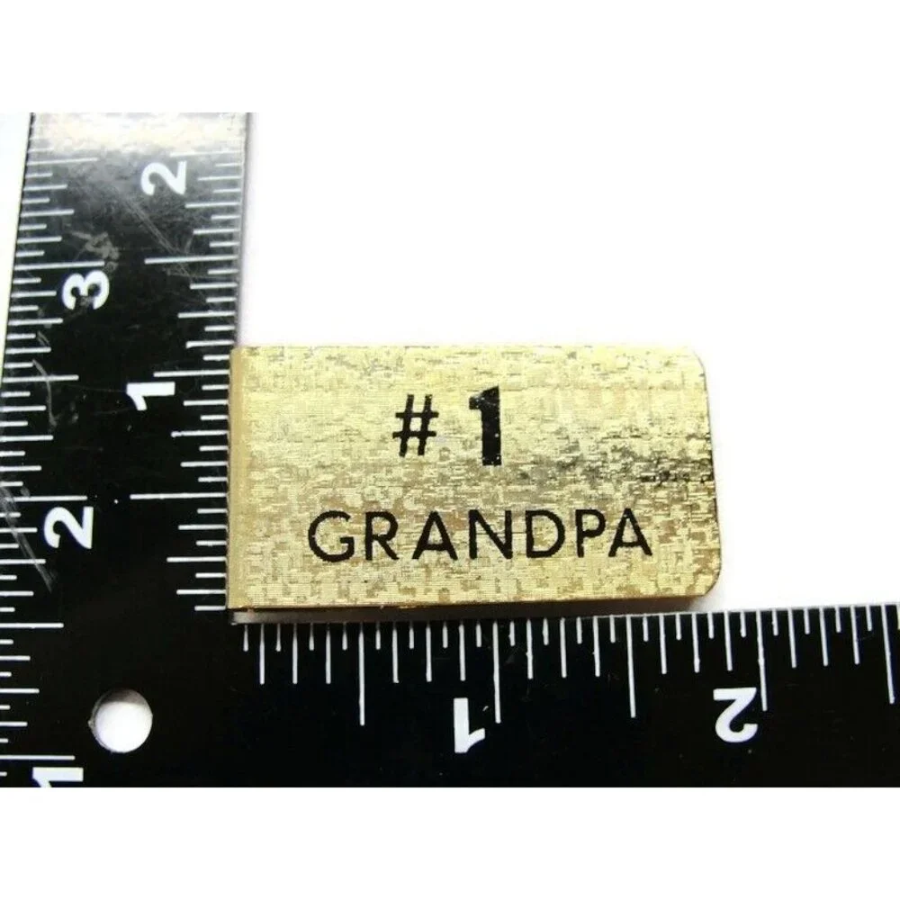 #1 Grandpa Gold Tone Money Clip Stainless Steel Wallet Credit Card Cash ID